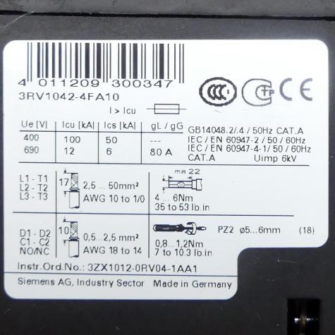 Sirius Motor protection switch  Used