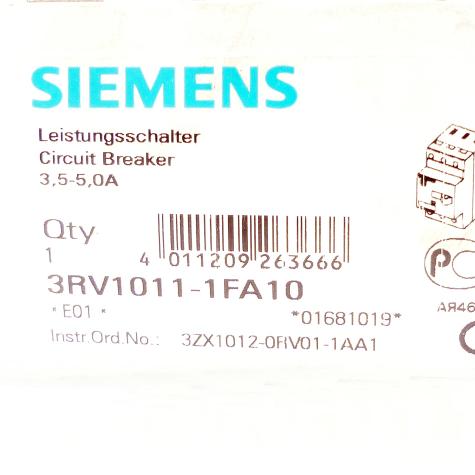 Leistungsschalter 3RV1011-1FA10  Neu OVP