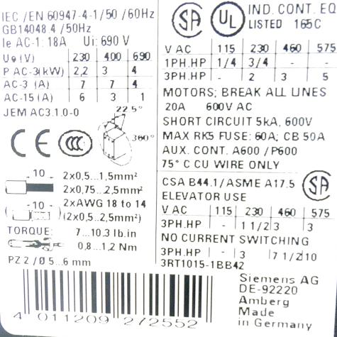Schütz 3RT2015-1BB42 Gebraucht