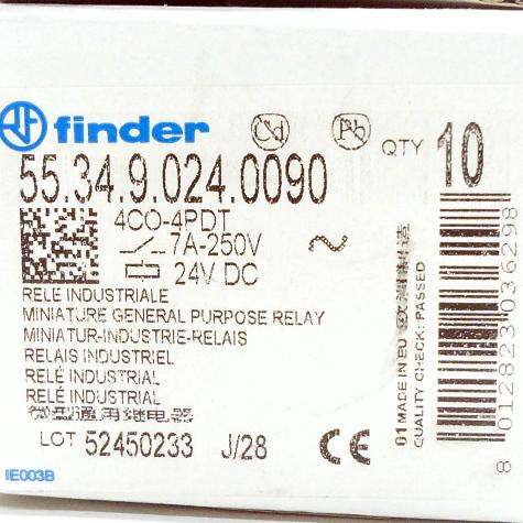 Steckrelais 1 VPE (10 Stück) 24 V/DC 7 A  