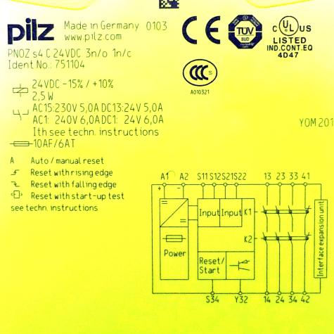 Sicherheitsrelais PNOZ s4 C 24VD 3n/o 1n/c 