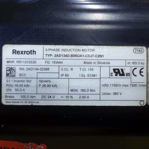 Three-phase servo motor 2AD124D-B05OA1-CS37-C2N1 Used
