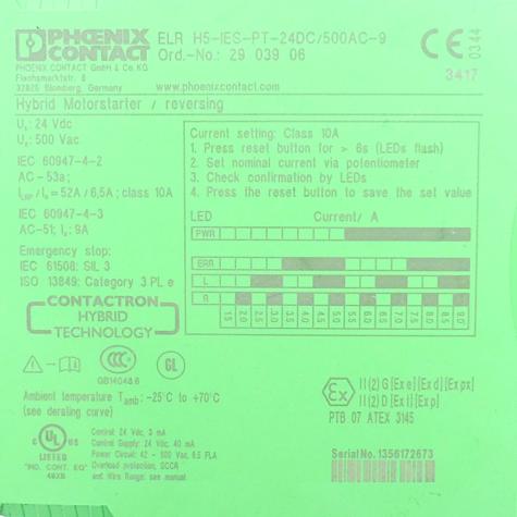 Hybridmotorstarter ELR H5-IES-PT- 24DC/500AC-9 ELR H5-IES-PT- 24DC/500AC-9  Gebraucht