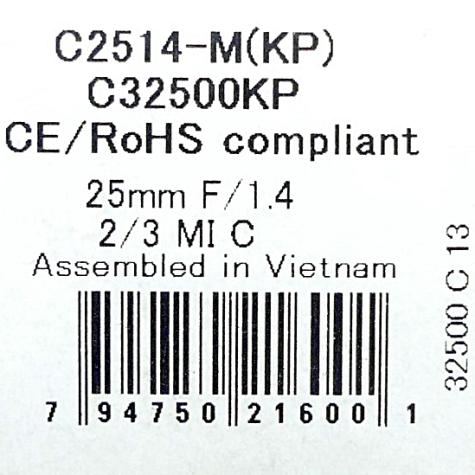 TV Objektiv 1:1.4 / 25 mm C32500KP Neu OVP