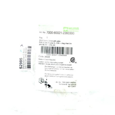 Ventilstecker MSUD C-8mm mit Kabel PUR-JZ 3x0,75 grey UL,CSA + drag chain 3m Neu OVP