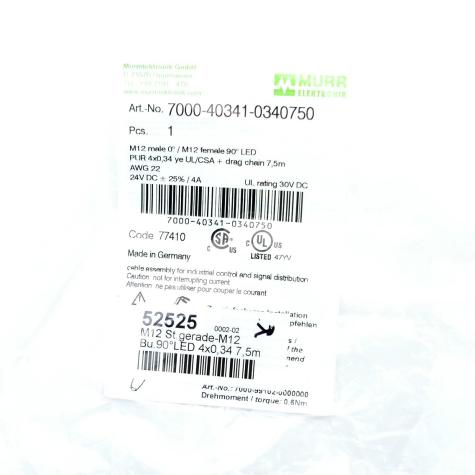 Verbindungskabel M12 St. 0° / M12 Bu. 90° A-kod. LED  