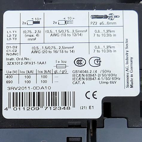 Circuit breaker 3RV2011-0DA10 Used