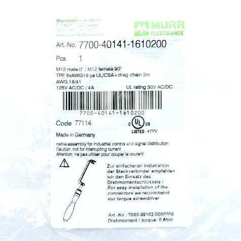 Sensor-/Aktor Kabel M12 St. 0° / M12 Bu. 90° A-kod.  Neu OVP