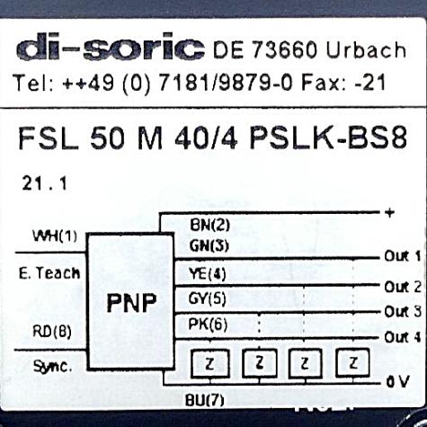 Sensor FSL 50 M 40/4 PSLK-BS8 Neu OVP