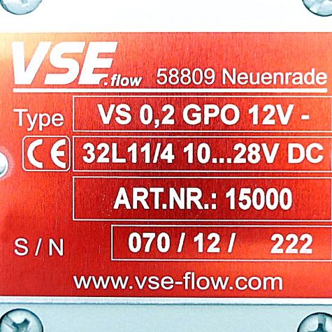 Durchflussmesser VS 0,2 GPO 12V-32L11/4 Neu
