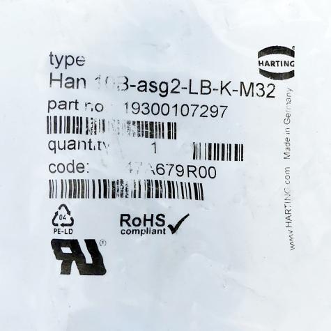 Sockelgehäuse Han 10B-asg2-LB-K-M32 Neu OVP