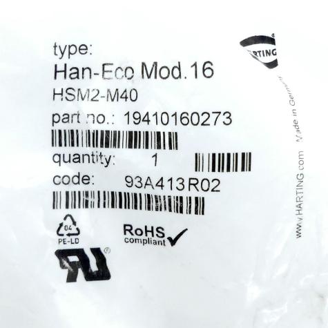 Socket housing Han-Eco-Mod.16 HSM2-M40 New FS