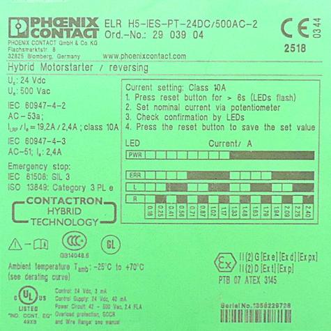 Hybridmotorstarter ELR H5-IES-PT-24DC/500AC-2 