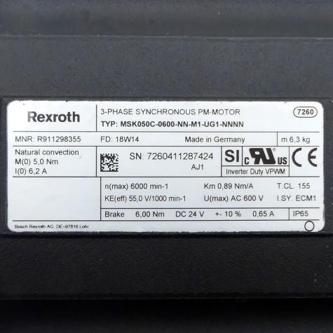 Servo motor MSK050C-0600-NN-M1-UG1-NNNN Used