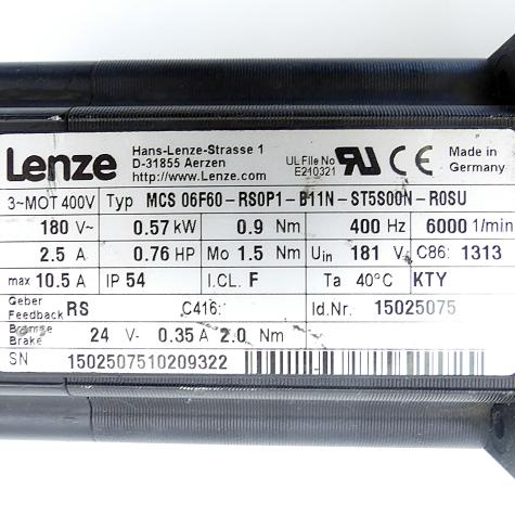 synchronous servo motors MCS 06F60-RS0P1-B11N-ST5S00N-R0SU Used