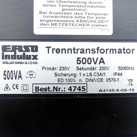 isolating transformer A4745-6-09-15 Used