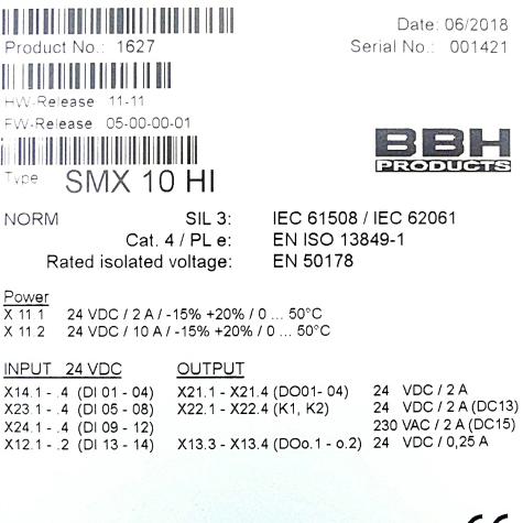 Safety control SMX10HI SMX10HI 