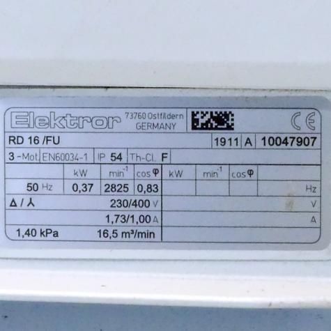 Centrifugal medium pressure fan RD 16 1911 Used