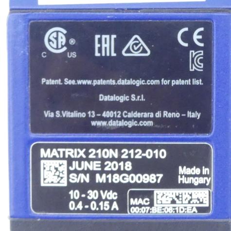 Ultra-compact industrial 2D code reader MATRIX 210N 212-010 WVGA-MED-90-ETH-ST Used
