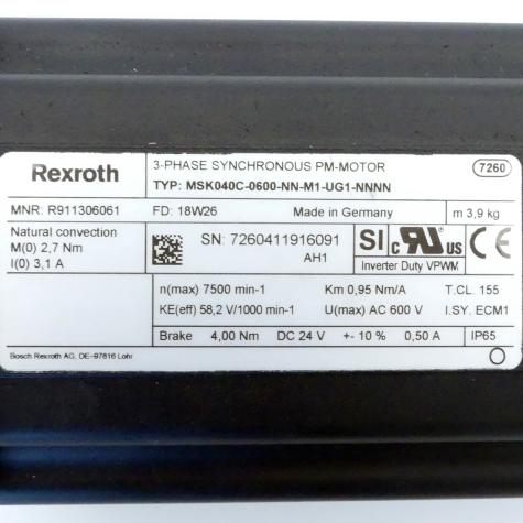 Servo motor MSK040C-0600-NN-M1-UG1-NNNN Used