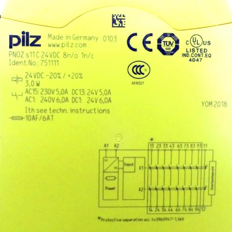 Contact multiplication Outputs PNOZ S11C 24VDC 8N/O 1N/C 