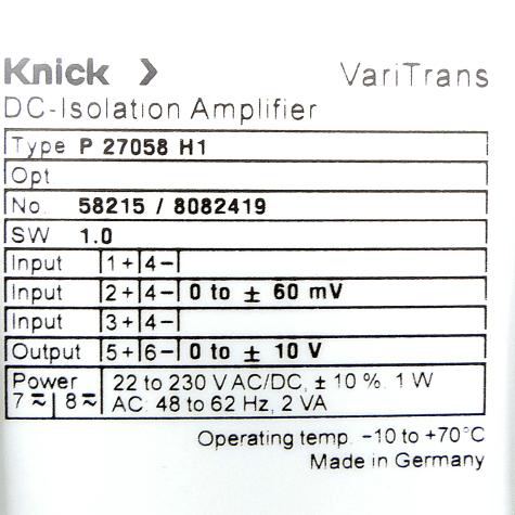 DC-Isolation Amplifier P 270598 H1  New FS