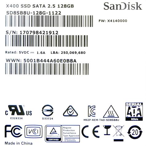 X400 SSD, 128 GB, 2.5" 7mm X400SSD,128GB,2.5"7mm New FS