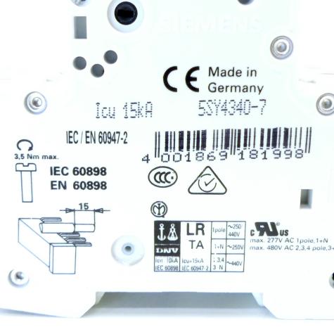 Leistungsschutzschalter 5SY43 MCB C40  Gebraucht