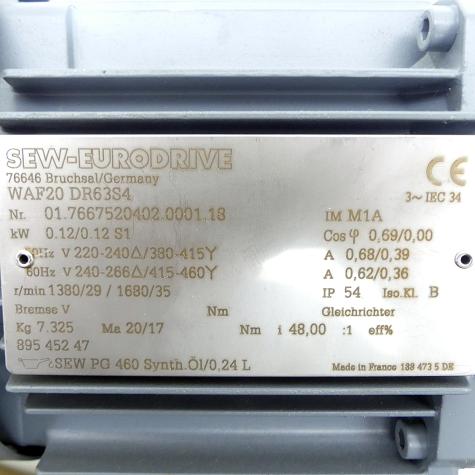 Gear motor WAF20 DR63S4 New