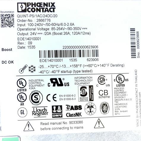 Primär getaktete Stromversorgung QUINT POWER Quint-PS/1AC/24DC/20 Gebraucht