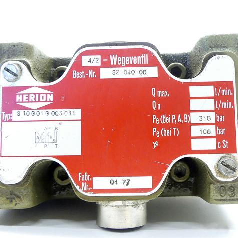 4/2 Wegeventil S 10 G01 G 003 011 S10G01G003011 Gebraucht