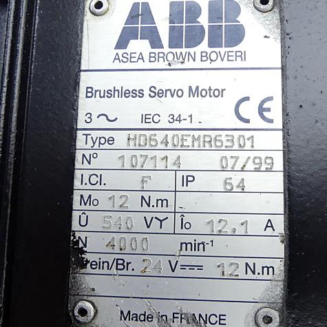 Brushless Servo Motor HD640EMR6301 Used