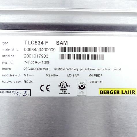 Positioning controller for 3-phase AC servo motors with Profibus-DP fieldbus interface and SAM safety module TLC534F -/HIFA/SAM/PBDP TLC534 F SAM  Used