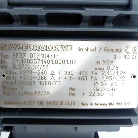 Getriebemotor SF37 DT71D4/TF Neu