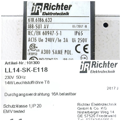 Limit switch and lamp 618.6186.632 Used