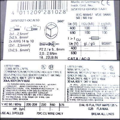 Leistungsschalter 3RV1021-0CA10 Neu OVP