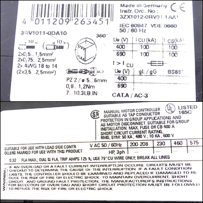 Leistungsschalter 3RV1011-0DA10 Gebraucht