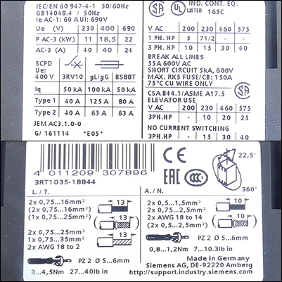 Leistungsschütz 3RT1035-1BB44  Neuwertig
