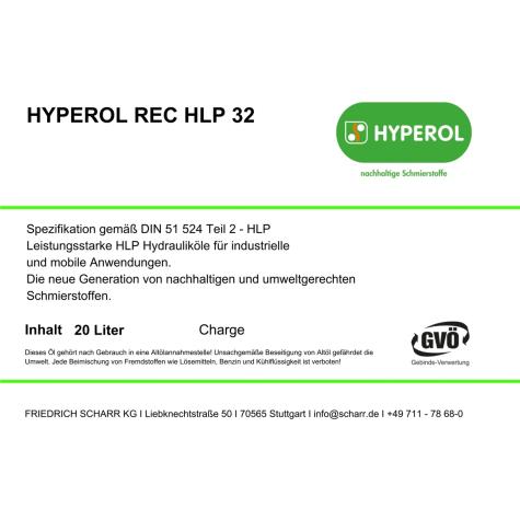 Hydraulic oil REC HLP 32  