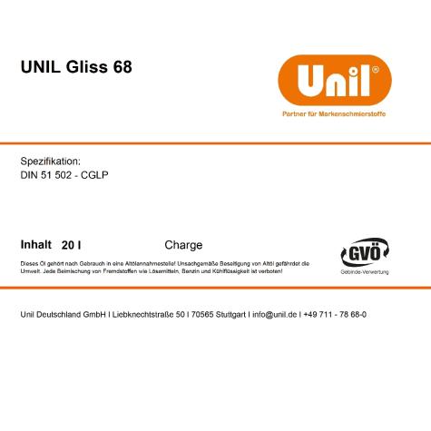 Bett- und Gleitbahnöl Gliss 68  