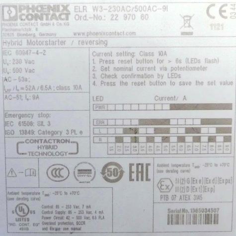 Hybrid motor starter ELR W3-230AC/500AC-9I ELR W3-230AC/500AC- 9I New FS