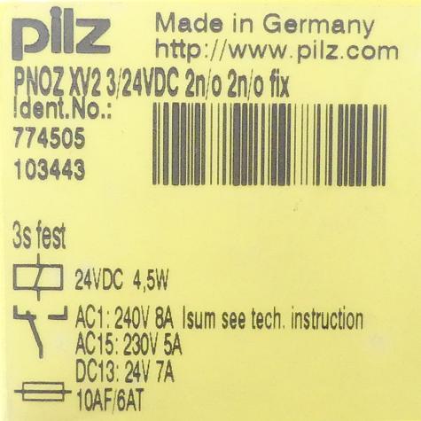 Safety relay PNOZ XV2 3/24VDC 2n/o 2n/o fix Used