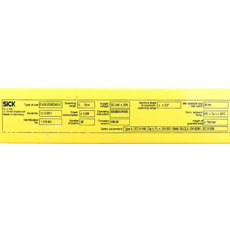 Sicherheitslichtvorhang C4000 C40S-0703CA010 Neuwertig