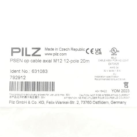 Anschlusskabel PSEN op cable axial M12 12-pole 20m  Neu OVP