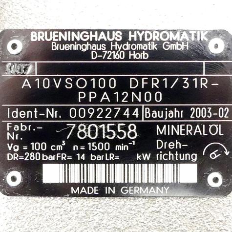 Axial piston pump  A10VSO100 DFR1/31R-PPA12N00  Used