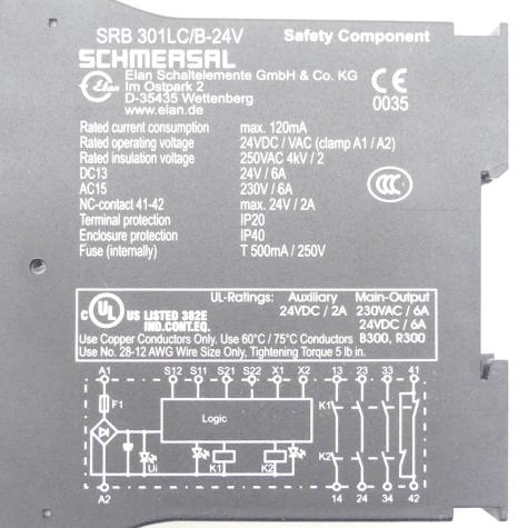 Safety relay SRB301LC/B 24V New FS
