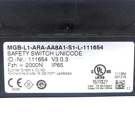 Sicherheitsschalter MGB-L1-ARA-AA8A1-S1-L  MGB-L1-ARA-AA8A1-S1-L-111654 Neu OVP