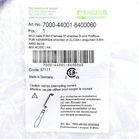 Profibus Cable M12 St. 0° / M12 Bu. 0° B-cod.  