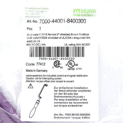 Profibus Kabel M12 St. 0° / M12 Bu. 0° B-kod.  Neu OVP