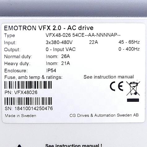 Frequency converter VFX 2.0 - AC drive VFX48-026 54CE--AA-NNNNAP-- New FS